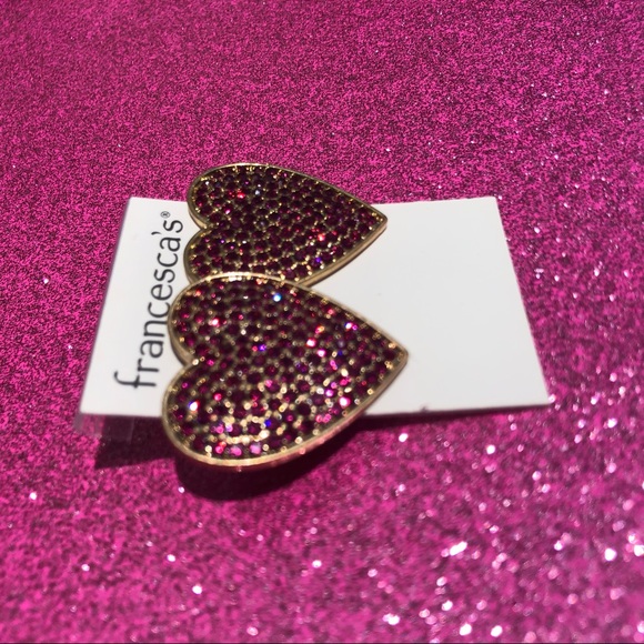 Francesca's Big Pink Heart Earrings - Picture 2 of 6